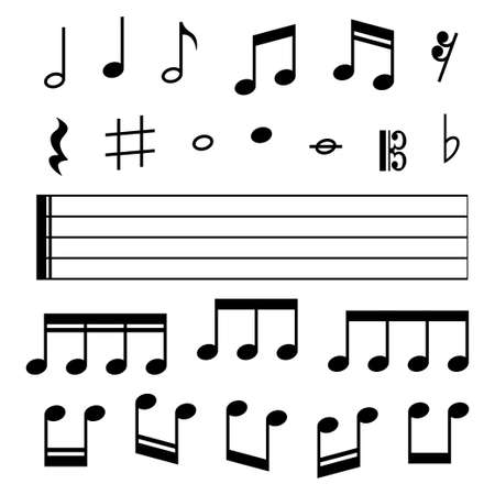 Collection of Music notes. Musical key signs. Vector symbols on white background. Vector illustration. EPS 10のイラスト素材