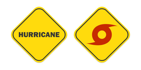 Whirlwind sign. Tornado. Hurricane. Hurricane - storm. Yellow signs. White background. Vector illustration. EPS 10のイラスト素材
