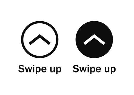 Swipe up, arrow symbol, button. Swipe up insta story icon. Text swipe up. Arrow up for social media stories, design blogger, scroll pictogram. Vector illustration. EPS 10のイラスト素材