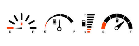 Fuel gauge scale and fuel meter. Fuel indicator. Gas tank gauge. Speedometer, tachometer, indicator...