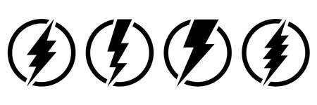 Set of 4 Lightning flat icons. Thunderbolts icons isolated on white background. Vector illustration. EPS 10のイラスト素材