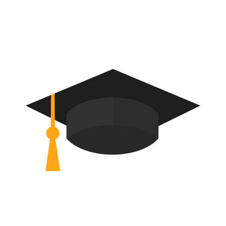 Graduation hat, cap icon. Academic and graduation student black cap. vector illustrationのイラスト素材