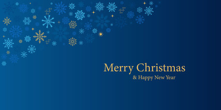 Winter and Christmas background with snowflakes. Christmas background for greeting card. New year and Christmas greeting card. Blue background. Vector illustrationのイラスト素材