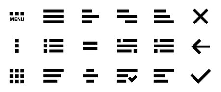 Set of hamburger menu flat icons. Vector illustrationのイラスト素材