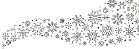 Winter and Christmas background with snowflakes. Christmas background for greeting card. New year and Christmas greeting card. White background. Vector illustrationのイラスト素材