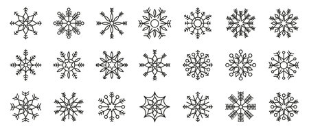 Collection of snowflakes. Snowflake shapes. Vector illustrationのイラスト素材