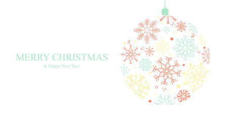 Winter background with snowflakes. Christmas background for greeting card. New year and Christmas greeting card. White background. Vector illustrationのイラスト素材