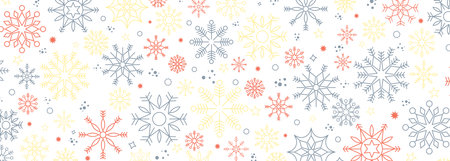 Winter and Christmas background with snowflakes. Christmas background for greeting card. New year and Christmas greeting card. White background. Vector illustrationのイラスト素材