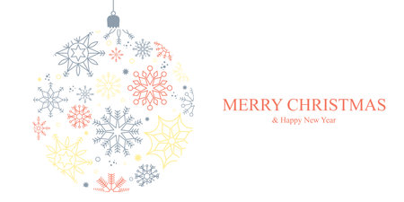 Winter background with snowflakes. Christmas background for greeting card. New year and Christmas greeting card. White background. Vector illustrationのイラスト素材