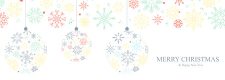 Winter and Christmas background with snowflakes. Christmas background for greeting card. New year and Christmas greeting card. White background. Vector illustrationのイラスト素材