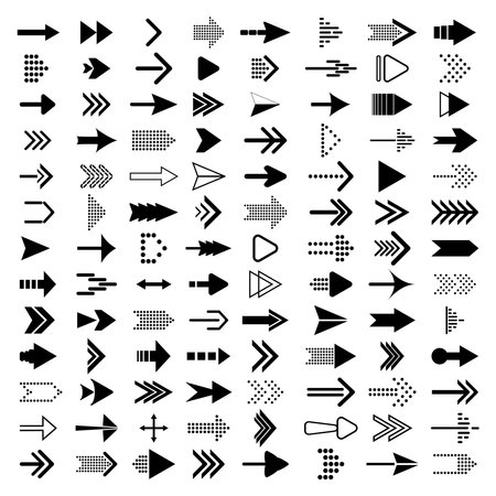 Arrow symbols. Pointer and recycle signs. Different forms. Vector illustration. EPS 10のイラスト素材