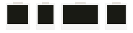 Photo frame with sticky tape on gray background. Template, blank for photo. Vector illustrationのイラスト素材