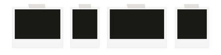 Photo frame with sticky tape on gray background. Template, blank for photo. Vector illustrationのイラスト素材