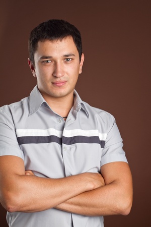 An image of a young handsome man in a T-shirtの写真素材