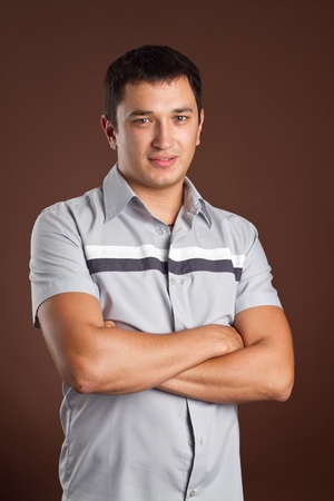 An image of a young handsome man in a T-shirtの写真素材