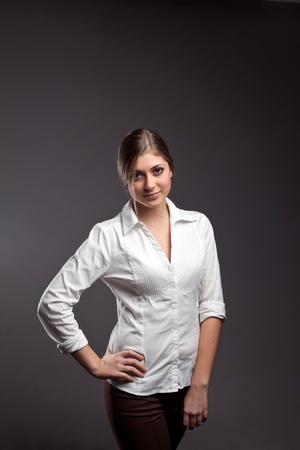An image of a beautiful girl in a white blouseの写真素材