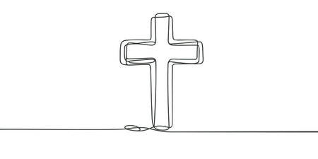 Continuously drawn one line of the cross. Vector illustrationのイラスト素材