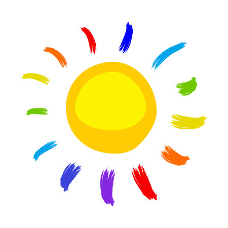 Hand drawn cute shinny sun. Vector graphic illustration.のイラスト素材