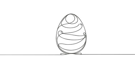 continuous line drawing easter egg illustration vector isolated.のイラスト素材