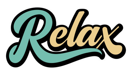 Relax phrase. Handwritten vector lettering illustration. Brush calligraphy banner. Black inscription isolated on white background.のイラスト素材