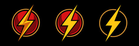 Lightning electricity bolt icons set