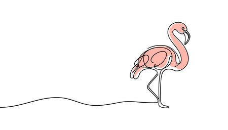 Flamingo in one line. Stylish decorative element. Vector illustrationのイラスト素材