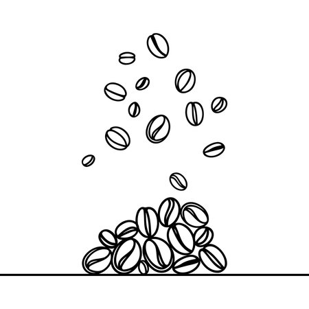 One continuous line draws coffee beans. Coffee logo, icon.のイラスト素材