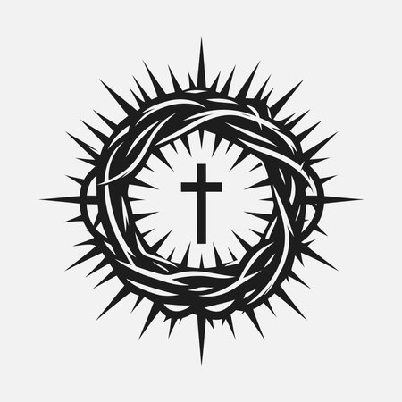 Crown of thorns. Church logo. Christian symbols. Christ's crown of thorns.のイラスト素材