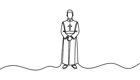 One continuous line drawing of a male priestのイラスト素材