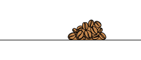 One continuous line draws coffee beans. Coffee logo, icon.のイラスト素材