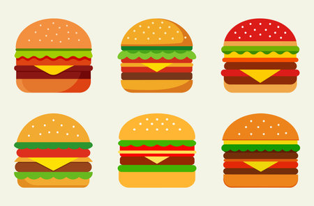 Set hamburger icon. Fast food icon.のイラスト素材