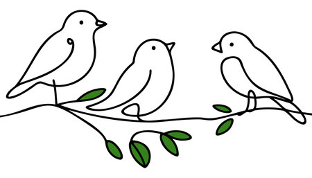 Continuous one line drawing birds. Minimalist bird, outline designのイラスト素材