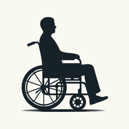 Wheelchair user icon. Line style.のイラスト素材