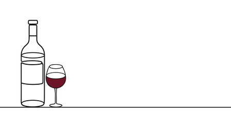 one line drawing of isolated vector wine.のイラスト素材