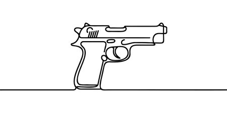 Continuous line art drawing of gun. One line drawing the gun.のイラスト素材