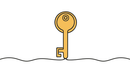Key line background. One continuous line drawing of key. Vector illustration. Key line iconのイラスト素材