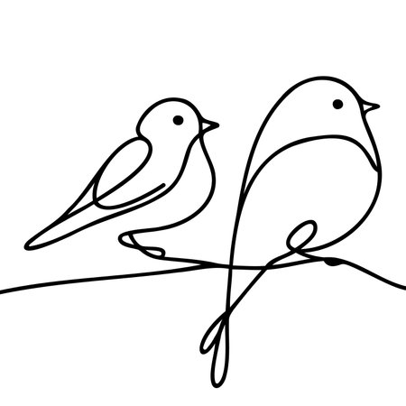 Continuous one line drawing birds. Minimalist bird, outline designのイラスト素材