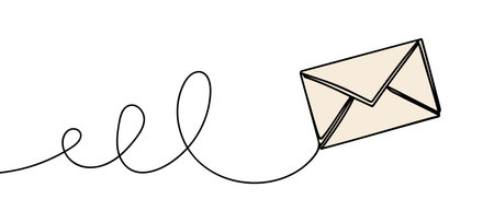 Continuous line drawing of an envelope. Message or notification concept. Vector illustration.のイラスト素材