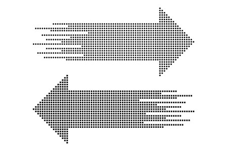 Abstract arrows with halftone effect. Vector illustration. Arrows collection isolated.のイラスト素材