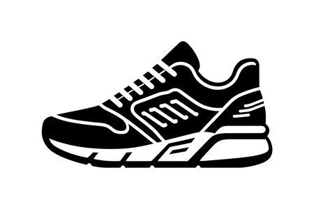 Sports shoes, sneakers black icon, flat design on white background. Vector illustration.のイラスト素材