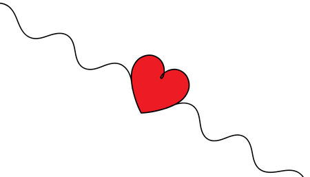 Heart. Abstract love symbol. Continuous line art drawing vector illustrationのイラスト素材