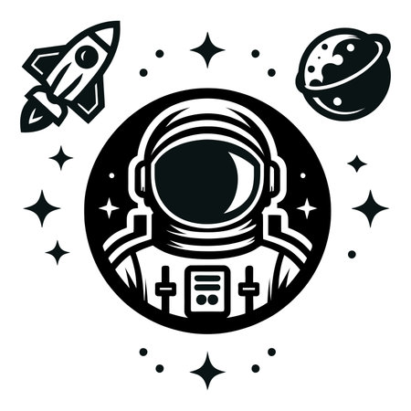 Minimalist astronaut logo icon vector template on white background.のイラスト素材