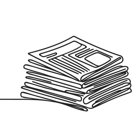 One line drawing of a stack of news newspapers. Vector illustration.のイラスト素材