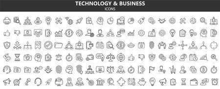 Business and technology icon set. Collection of high quality black outline logo for website design and mobile appsのイラスト素材