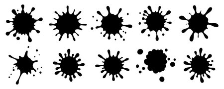 Vector set of blots or stain on the white background.のイラスト素材