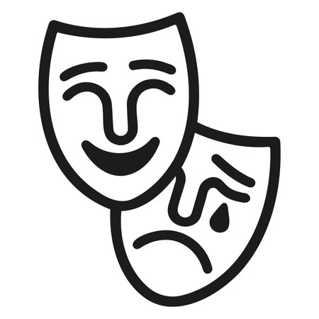Theater Mask: Comedy and tragic masks, representing drama and theater educationのイラスト素材