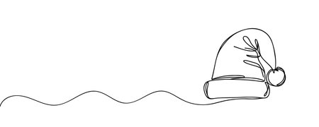 Santa Claus hat Continuous one line drawing. Christmas or New Year conceptのイラスト素材
