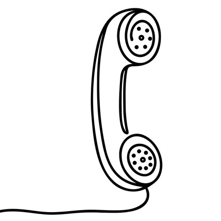 Continuous lines telephone space for text. Telephone handset.のイラスト素材