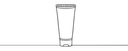 Continuous one single line drawing tube of cream. moisture Sunscreen icon vector illustration concept.のイラスト素材