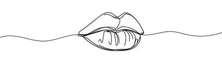 Continuous one line drawing of woman lip